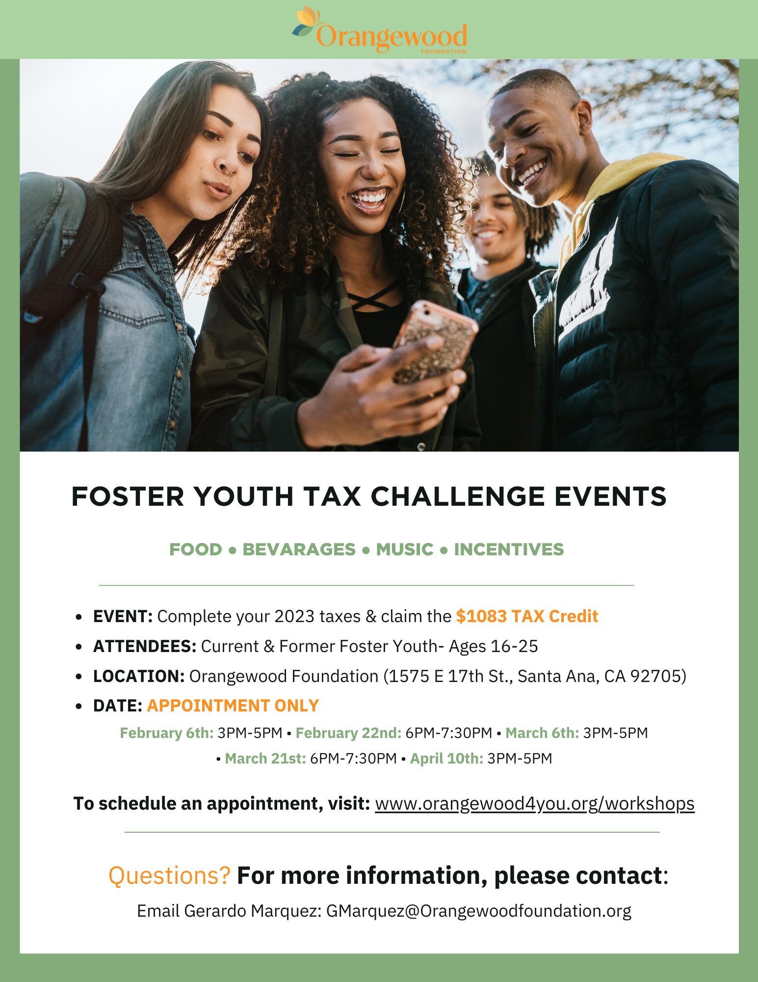 young adult tax flyer
